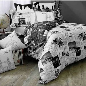 Twin Size Duvet Cover w/ Sham Reversible Passport- Paris, London, New Yor…
